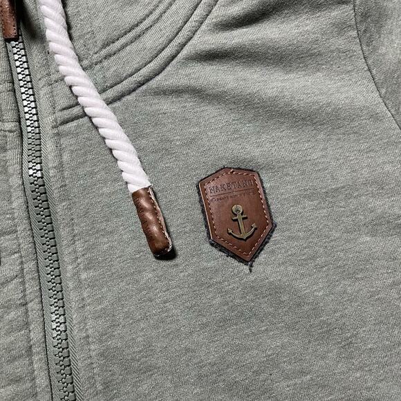 Naketano Sweatshirt Mens Large Green A Brave New World Full Zip Cowl Neck - Picture 8 of 16